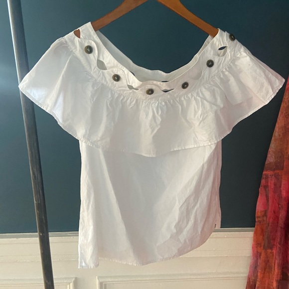 J. Crew Hoax Off The Shoulder Cotton Poplin Blouse - Picture 7 of 10